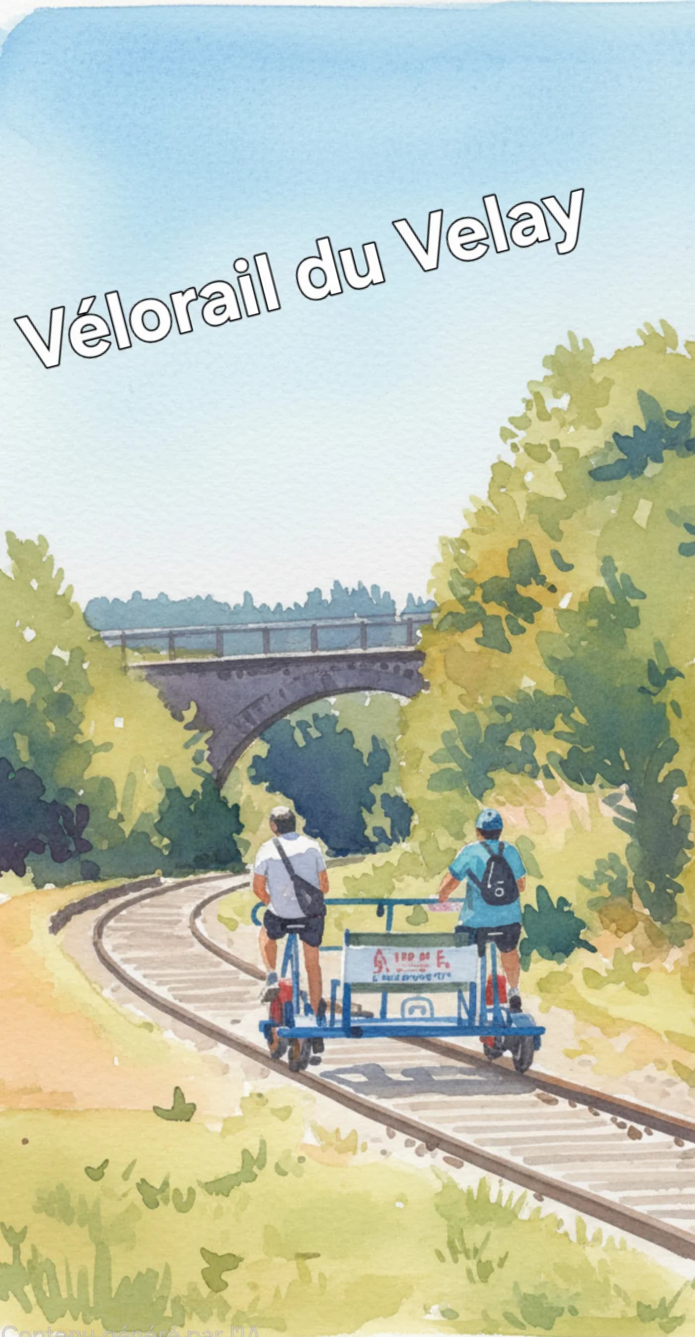 Aquarelle pour l'activité Vélorail du Velay à Dunières