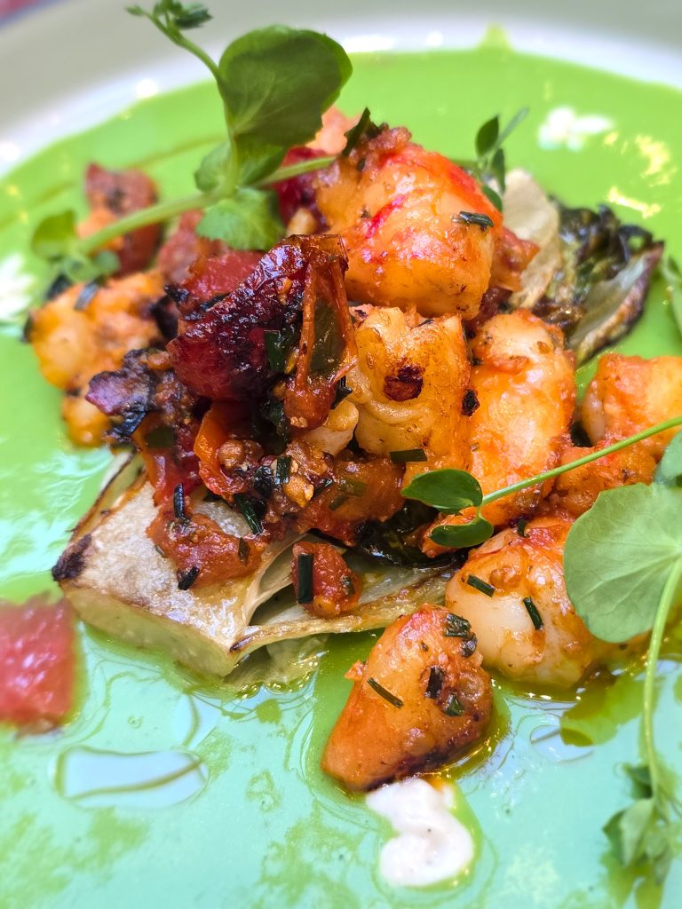 gambas et petit pois