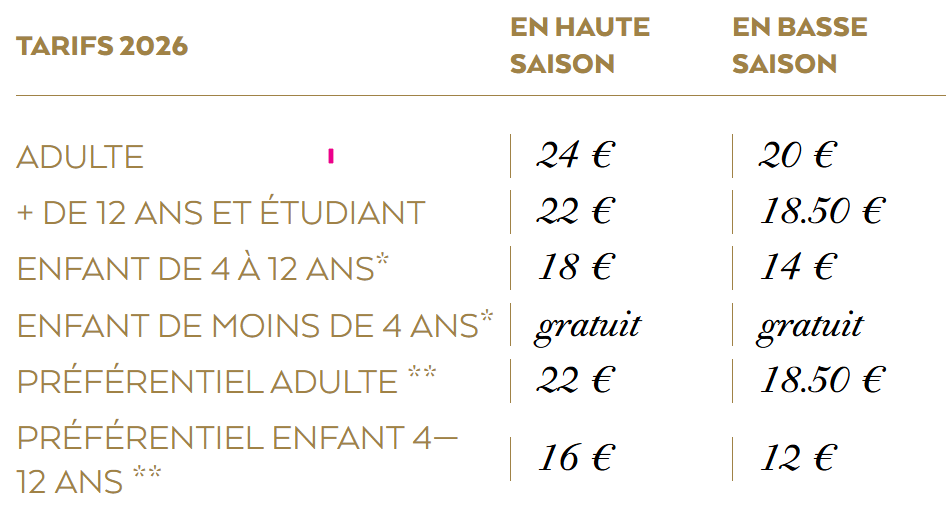 tarifs